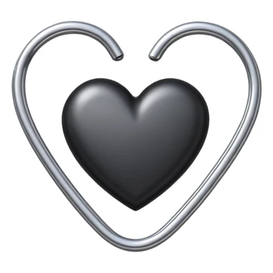 one silver paper clip with a black heart in the middle sticker