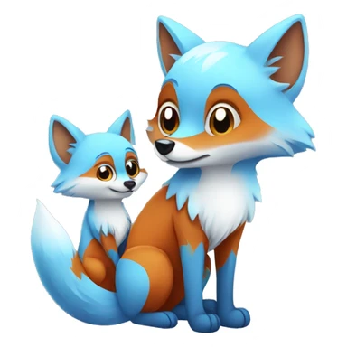 Cute Mom Fox whit baby blue fox sticker