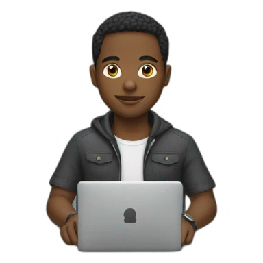 black young man coding sticker