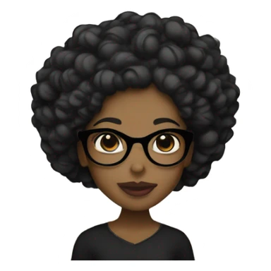 Black girl with black glasses curly black hair big lips  sticker