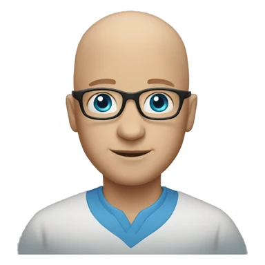 bald man with glasses and blue eyes welcoming  sticker