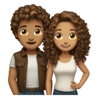 Very cute couple brown haired and browned eyes the biy has curly hair and girl straight light brown sticker