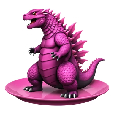 Godzilla Evolved pink plates black scales city backround sticker
