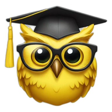 yellow-owl-with-glasses-and-with-mortarboard-on-its-head sticker