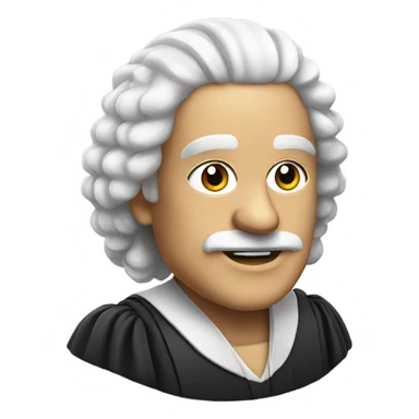 white judge with wig at an angle sticker