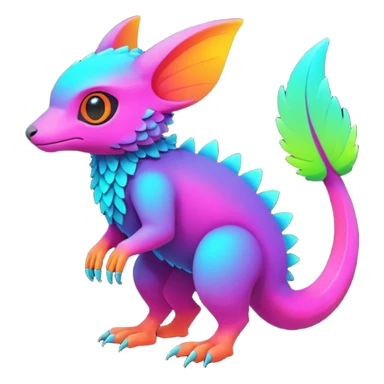 futuristic lush warm-colored neon-colored Fakémon-Trico-creature (full body) sticker