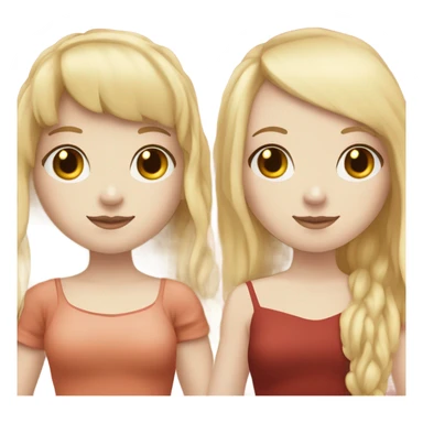 Pale skin Red head and pale skin blonde girls with bangs best friends holding hands sticker