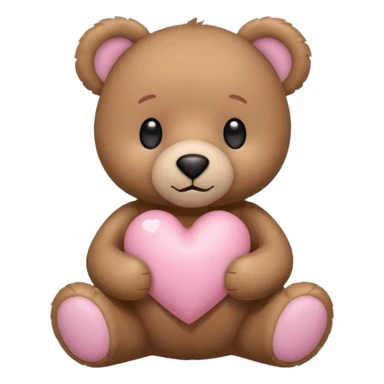 stuffed teddy holding light pink heart sticker