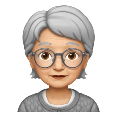 grandmother with glasses and gray hair, grizzle half body sticker