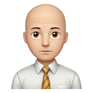 bald head, shirt and tie, brown eyes sticker