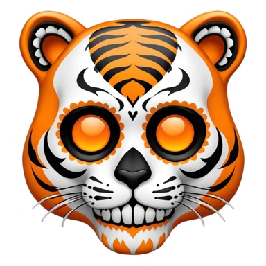 skeleton tiger face with Day of the Dead sugar skull decoration for Twitch emote sticker