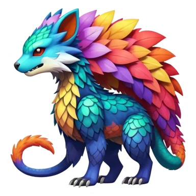 cool edgy badass colorful fantasy animal hybrid Fakemon full body sticker
