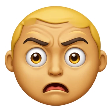 A Classic emoji, yellow character. Extreme disgust/ confusion. One eyebrow raised, one eyebrow lowered in anger. With a deep sneer on the mouth. sticker