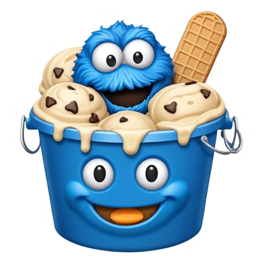 Bucket of cookie monster flavored ice cream sticker