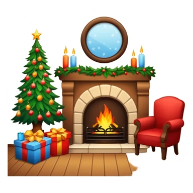 Cozy Christmas fireplace with decorations sticker