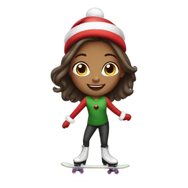 girl skating christmas  sticker