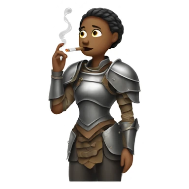 Worried woman wearing armor smoking a cigarette sticker