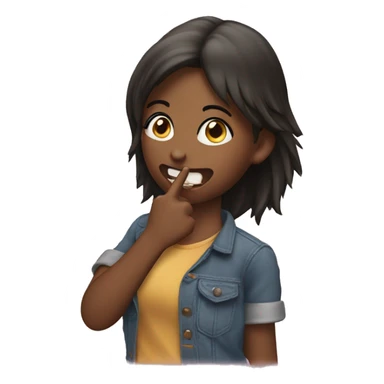 a girl biteing one finger cutley sticker