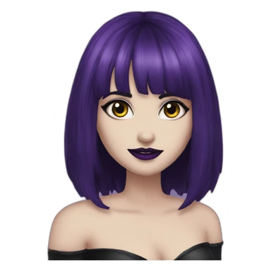 Elissabat-with-bangs-long-hair-dark-purple-and-black-vampire-goth-makeup-crown sticker