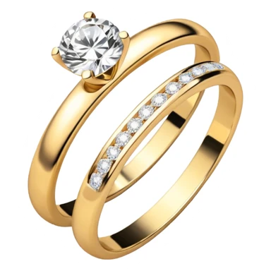 Two engagement rings entangled. One with diamond for girl other for boy just band no diamond sticker