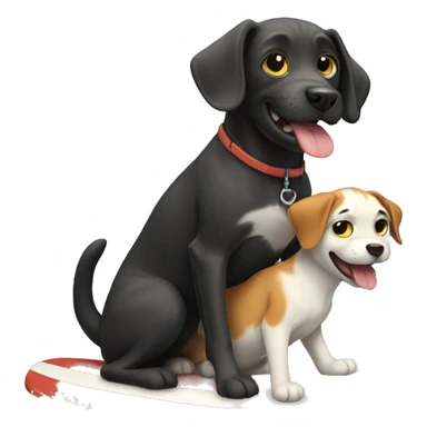 Dog and cat surfing together  sticker