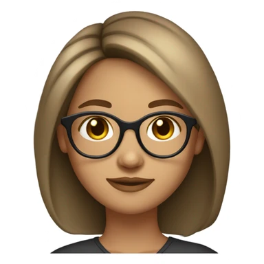 Girl with lashes and Longbob Brown Hair and dark blond highlights and she wears glasses sticker
