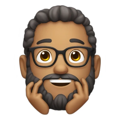 super cute men with spectacles and beard, victory sign memoji sticker