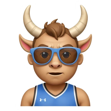 3D cartoon horned character portrait, wearing sunglasses, sports jersey, centered, clean background, no text, no watermark
 sticker