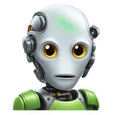 a robot with a gecko face sticker