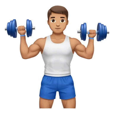 man with blue shorts doing side-lateral raise (T pose) with light dumbbells sticker