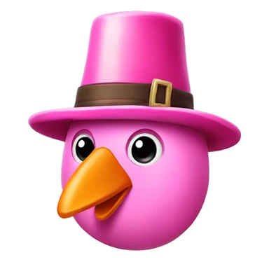 Pink thanksgiving turkey with pilgrim hat sticker