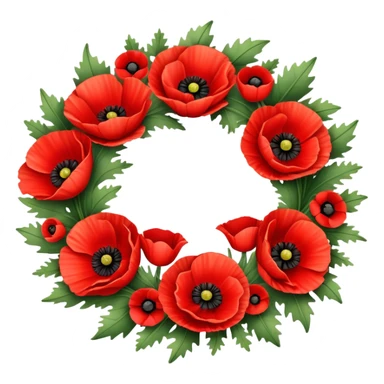 memorial wreath with poppies sticker