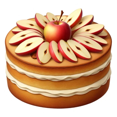 cinematic-realistic-apfelkuchen-cake-emoji,-depicted-as-a-classic-cake-with-cinnamon-and-thinly sliced apples on the top a few neatly spread out-rendered-with-soft-textures-and-warm,-inviting-lighting. sticker