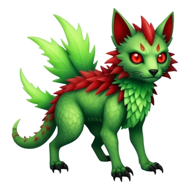 Cool Edgy Green Red ethereal badass punky Fionbri-Vernid-Trico-animal-creature full body sticker