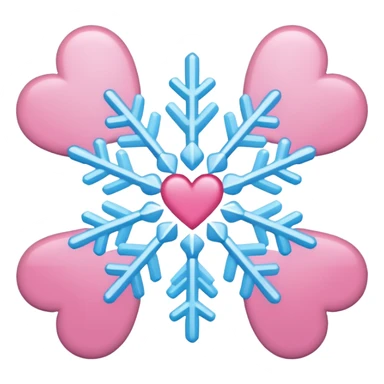 snowflake pink heart color white baby blue and pink sticker