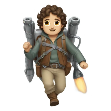 Frodo with a jet pack  sticker