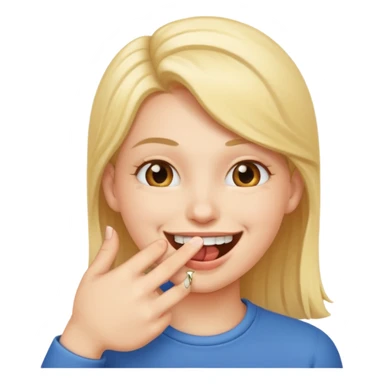 Un bonhomme qui mord son doigt en souriant sticker