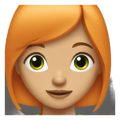 girl with orange straight long hair and bangs and green eyes sticker