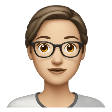 White girl with glasses straight brune mid-short hair sticker