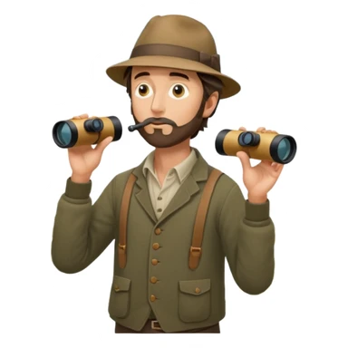 henry David thoreau full body looking up  birdwatching with binoculars sticker