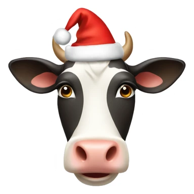 a happy cow with a christmas hat  sticker
