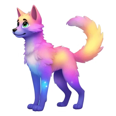 Colorful gradient-Sparkle-nebula-fursona anthropomorphic furry full body sticker