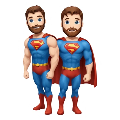 Full body Adult size Superman Blue Eyes Scruffy Redish Brownish Beard Muscle happy sticker
