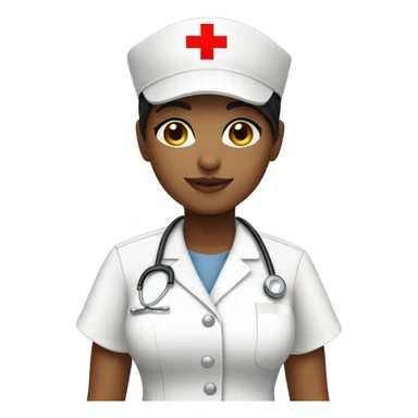 short black hair female nurse with red cross sign hat yellow skin tone sticker
