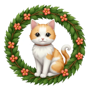 wreath white cat sticker