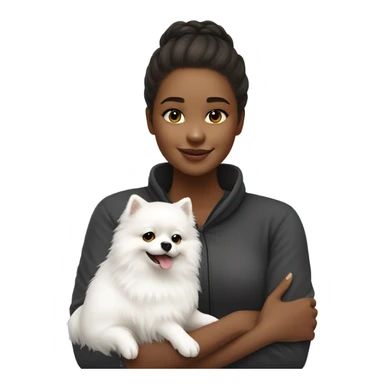 girl hug white Pomeranian sticker