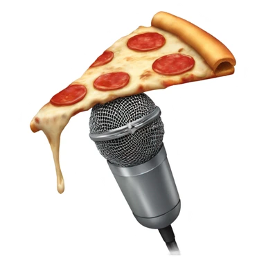 Pizza slice holding a microphone sticker