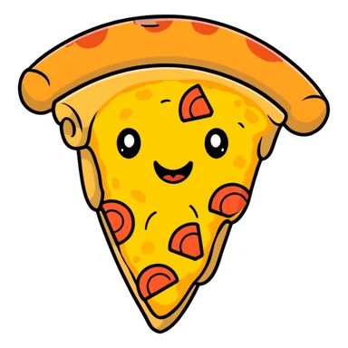 slice of pizza with a happy face sticker