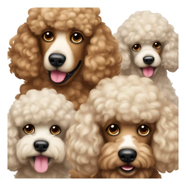 group of five giant poodle dogs sticker