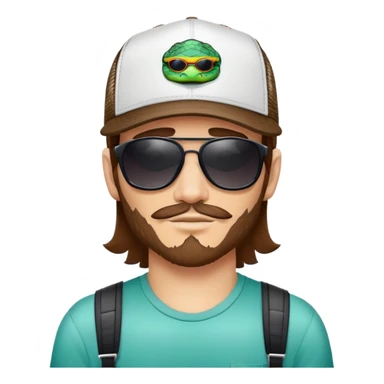 guy with brown hair, trucker hat, and Pit Viper sunglasses sticker